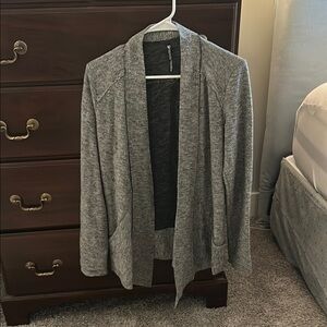 Gray Open Front Cardigan